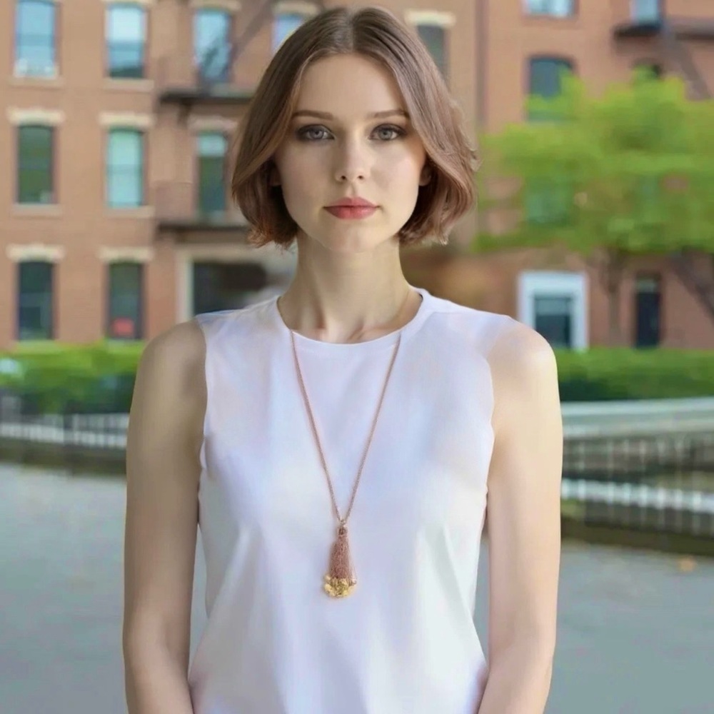 JUICY COUTURE Rose Gold Chain Necklace Lariat Tassel Beads R $50